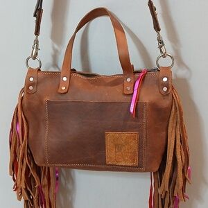 SWEET BADGER BAGS LEATHER FRINGE HANDMADE LEATHER BAG